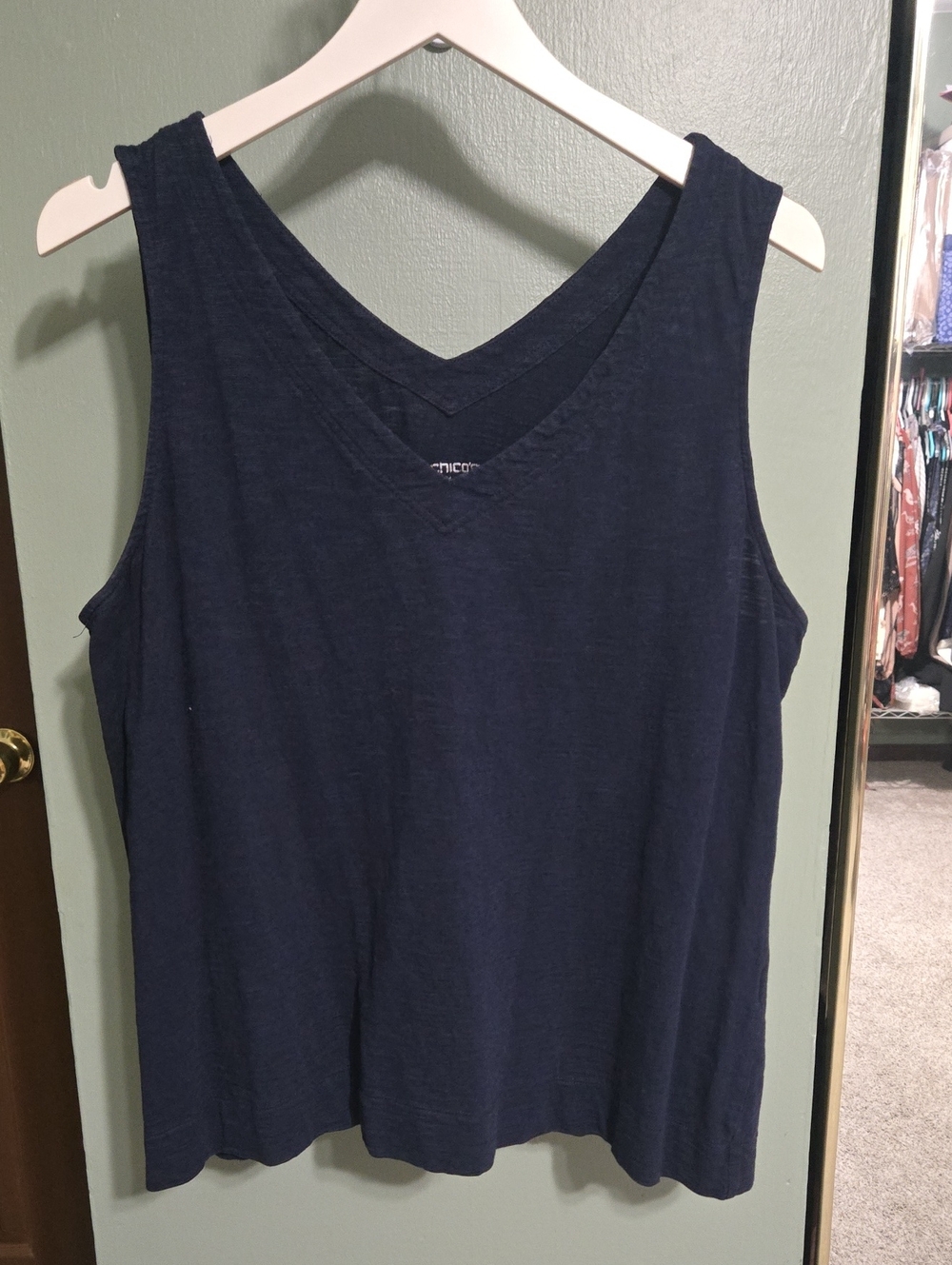 Chico's Navy V-Neck Sleeveless Ultimate Tee Tank Top 3 XL